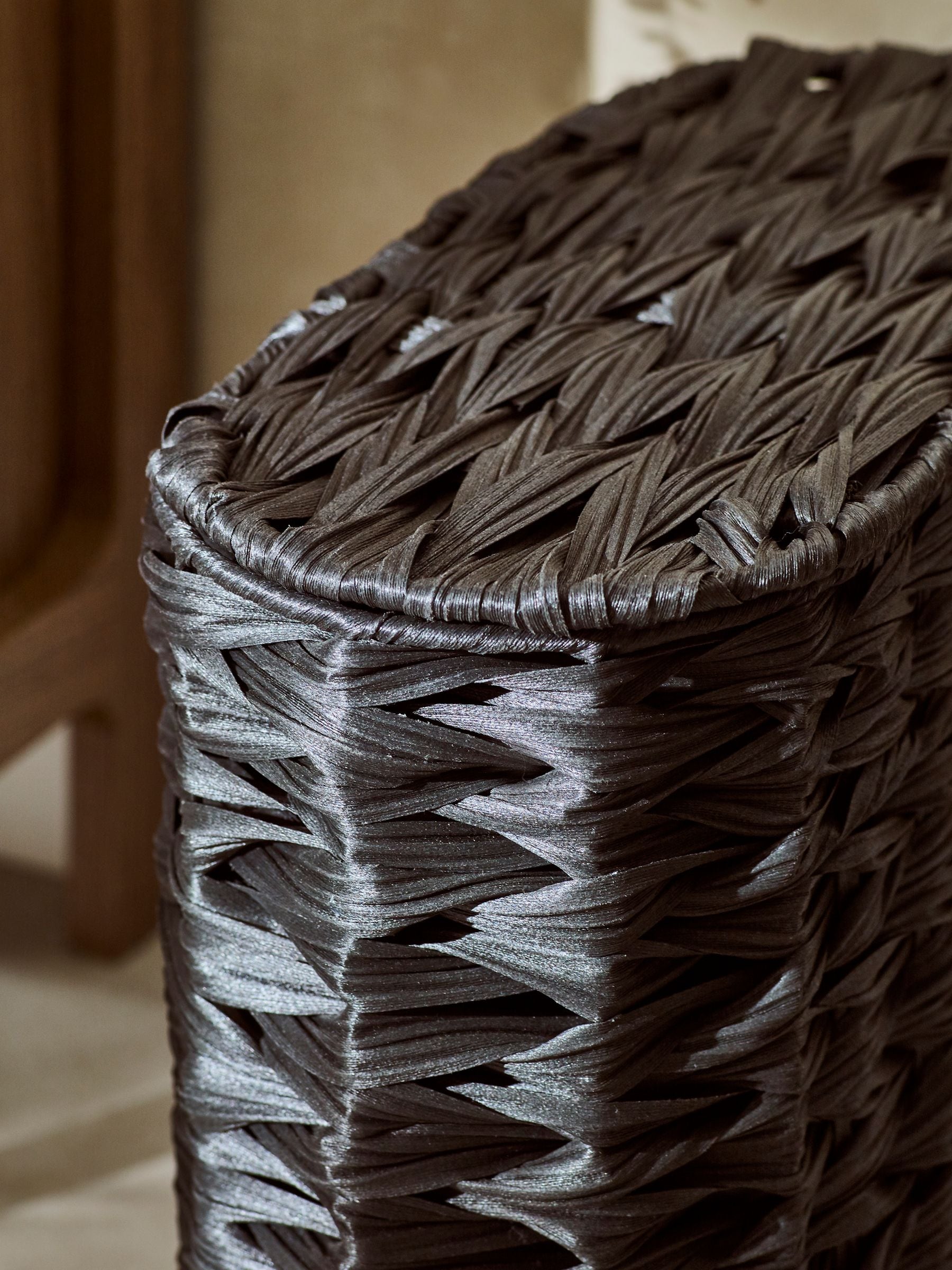 Dark wicker storage baskets discount