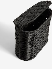 Black Plastic Wicker Storage Basket - Image 8 of 8