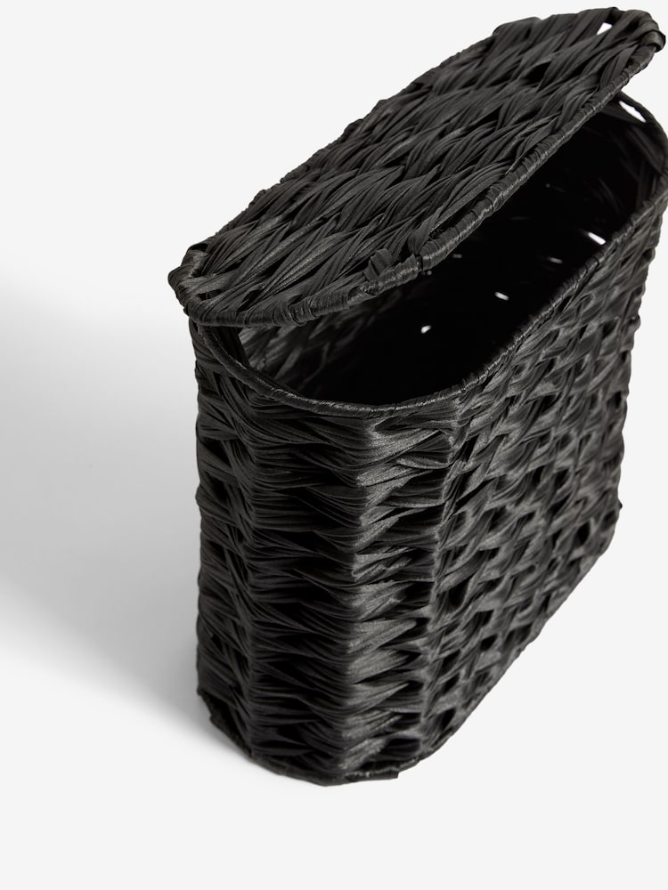 Black Plastic Wicker Storage Basket - Image 8 of 8