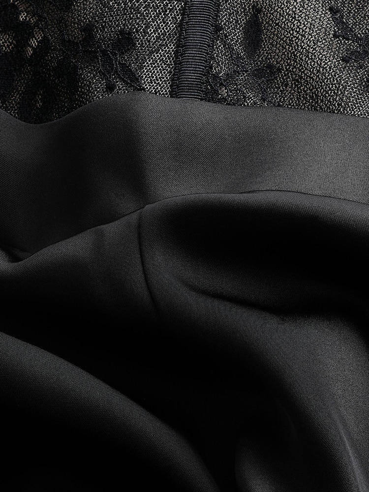 Black Lace Corset Satin Wide Leg Rochelle Jumpsuit - Image 5 of 5