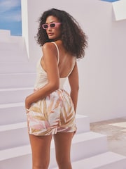 White/Pink Floral Pull-On Shorts - Image 3 of 6