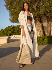 White 100% Cotton Maxi Beach Shirt Cover-Up - Image 2 of 7