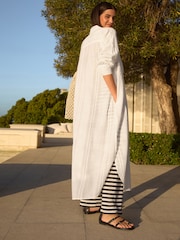 White 100% Cotton Maxi Beach Shirt Cover-Up - Image 4 of 7