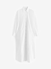 White 100% Cotton Maxi Beach Shirt Cover-Up - Image 6 of 7