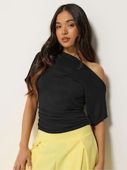PixieGirl Petite Black Slash Neck Top - Image 1 of 5