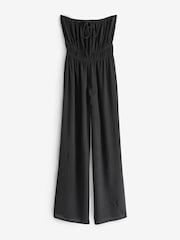 Black Multiway Halter-Tie Bandeau Wide Leg Jumpsuit - Image 4 of 6
