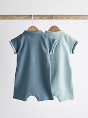 Blau - Strampelanzüge mit Kragen aus 100 % Baumwolljersey im 2 er-Pack - Bild 4 von 11