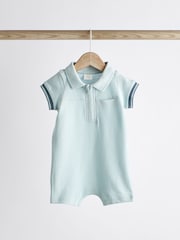 Blau - Strampelanzüge mit Kragen aus 100 % Baumwolljersey im 2 er-Pack - Bild 6 von 11