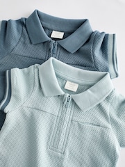 Blau - Strampelanzüge mit Kragen aus 100 % Baumwolljersey im 2 er-Pack - Bild 8 von 11