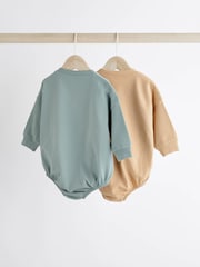 Blue/Neutral Jersey Bloomer Baby Rompers 2 Pack - Image 2 of 7