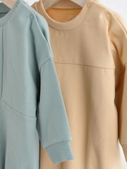 Blue/Neutral Jersey Bloomer Baby Rompers 2 Pack - Image 3 of 7