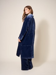 White Stuff Blue Velvet Duster Coat - Image 2 of 4