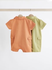 Grün/Orange - Strampelanzüge mit Kragen aus 100 % Baumwolljersey im 2 er-Pack - Bild 2 von 7