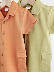 Grün/Orange - Strampelanzüge mit Kragen aus 100 % Baumwolljersey im 2 er-Pack - Bild 3 von 7