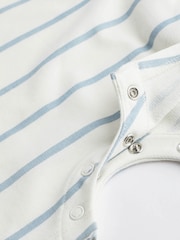 Blue Stripe Collar Jersey 100% Cotton Rompers 2 Pack - Image 6 of 6