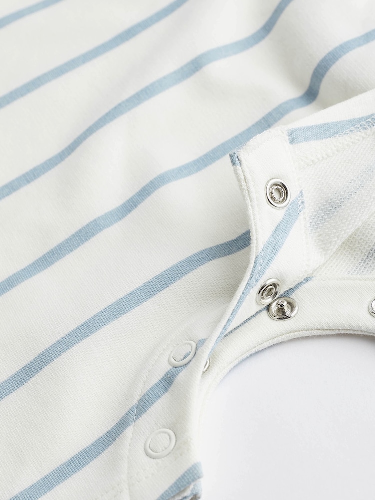 Blue Stripe Collar Jersey 100% Cotton Rompers 2 Pack - Image 6 of 6