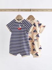Blue/Red Boat Jersey Baby Rompers 2 Pack - Image 1 of 9