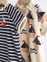 Blue/Red Boat Jersey Baby Rompers 2 Pack - Image 6 of 9