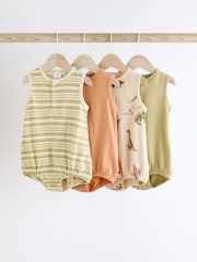 Green Dinosaur Baby Bloomer Jersey Rompers 4 Pack - Image 1 of 12