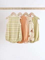 Green Dinosaur Baby Bloomer Jersey Rompers 4 Pack - Image 2 of 12
