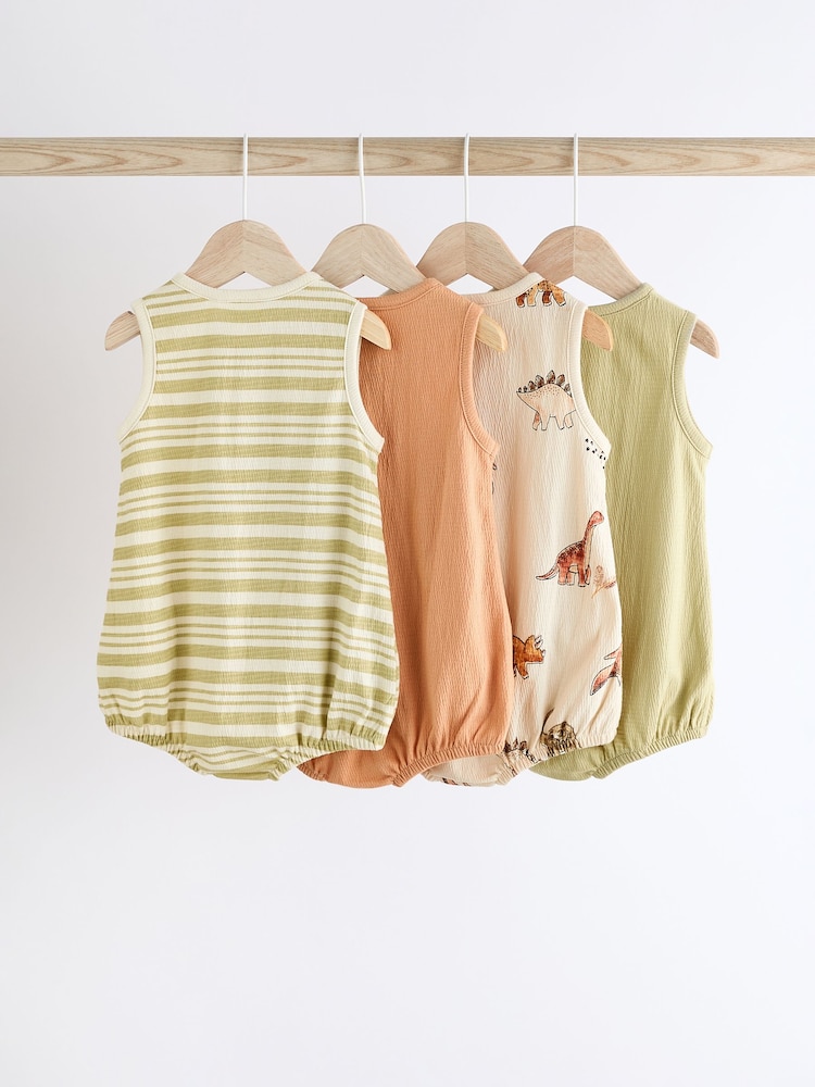 Green Dinosaur Baby Bloomer Jersey Rompers 4 Pack - Image 2 of 12