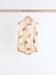 Green Dinosaur Baby Bloomer Jersey Rompers 4 Pack - Image 4 of 12