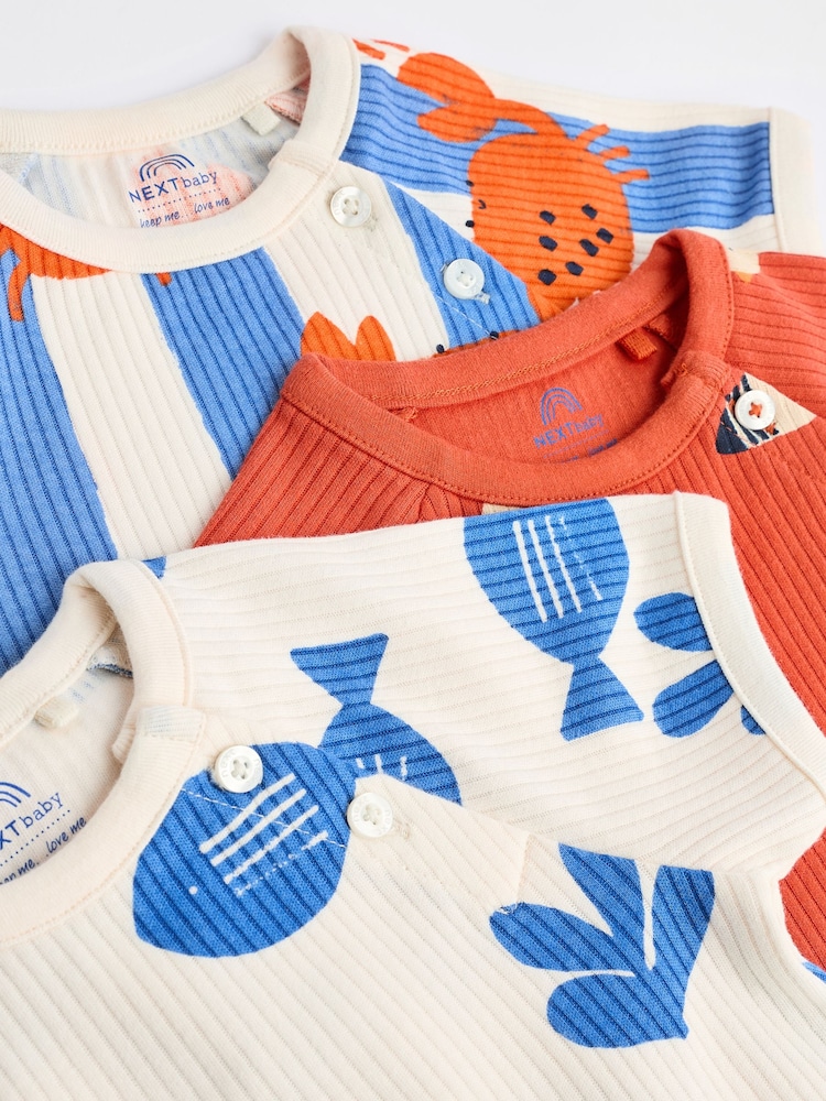 Bright Beach Character Baby Jersey Rompers 3 Pack - Image 4 of 13