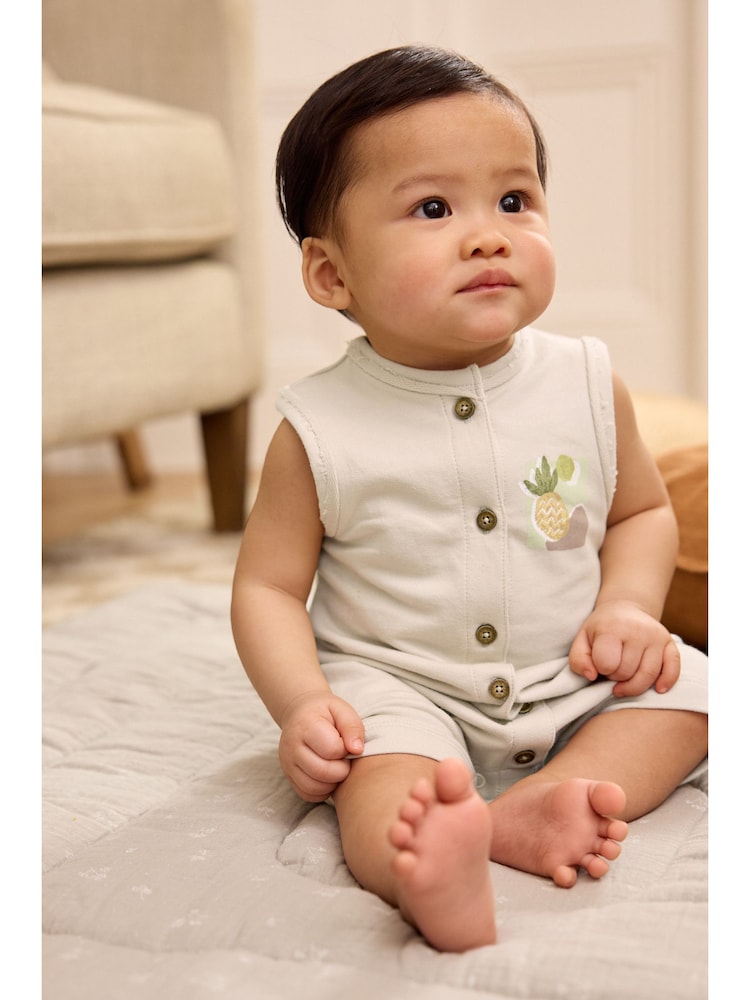 Schwarzweiß/Palmen - Baby-Strampler mit Trägern im 3er-Pack - Bild 2 von 10
