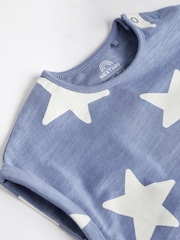 Teal Blue Star Baby Jersey 100% Cotton Rompers 4 Pack - Image 5 of 7