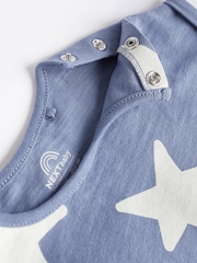 Teal Blue Star Baby Jersey 100% Cotton Rompers 4 Pack - Image 6 of 7