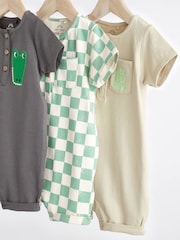 Črno-bela krokodilja - dojenček Jersey 100% Cotton haljica za igranje 3 komplet - Slika 2 iz 6