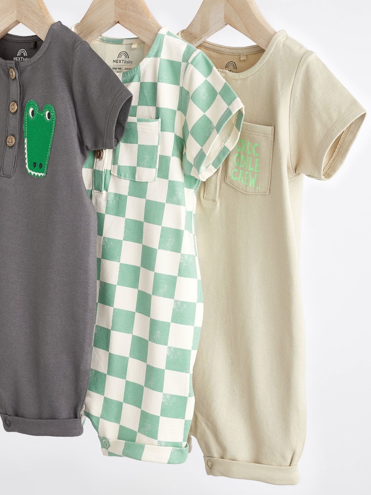 Črno-bela krokodilja - dojenček Jersey 100% Cotton haljica za igranje 3 komplet - Slika 2 iz 6