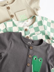 Črno-bela krokodilja - dojenček Jersey 100% Cotton haljica za igranje 3 komplet - Slika 3 iz 6