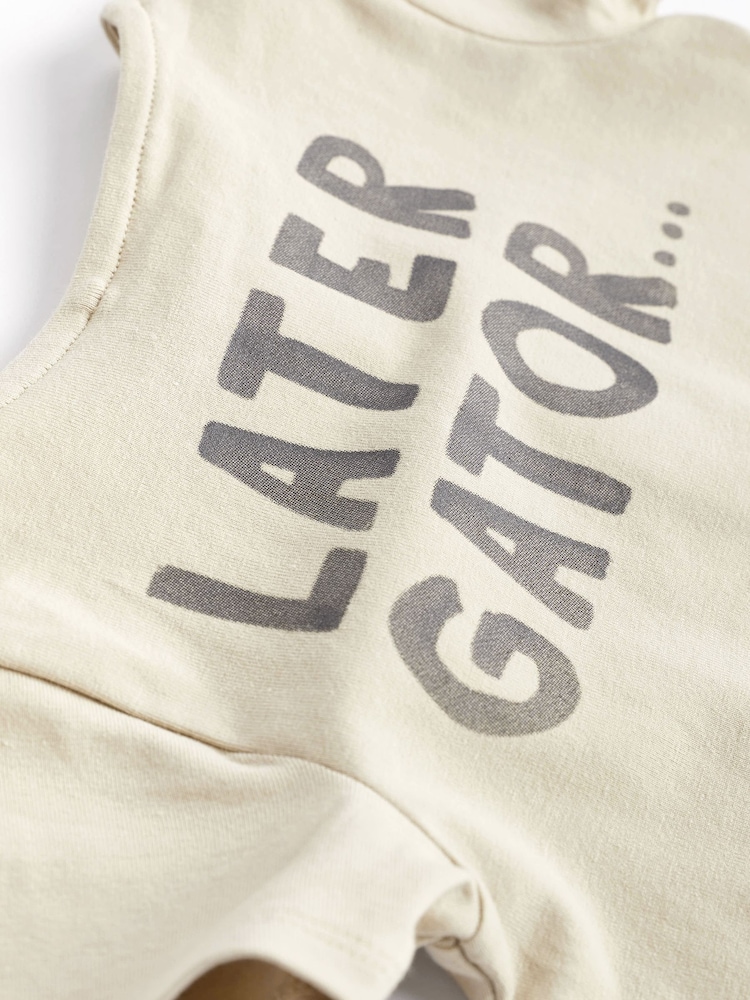 Črno-bela krokodilja - dojenček Jersey 100% Cotton haljica za igranje 3 komplet - Slika 6 iz 6