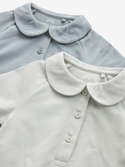 Blue Baby Collar Jersey Rompers 2 Pack - Image 10 of 10