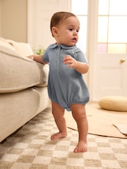 Blue Baby Collar Jersey Rompers 2 Pack - Image 2 of 10