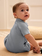 Blue Baby Collar Jersey Rompers 2 Pack - Image 5 of 10
