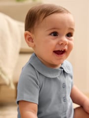 Blue Baby Collar Jersey Rompers 2 Pack - Image 6 of 10
