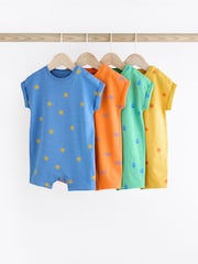 Multi Bright Baby Jersey Rompers 4 Pack - Image 1 of 8