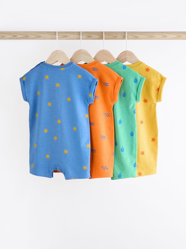 Multi Bright Baby Jersey Rompers 4 Pack - Image 2 of 8