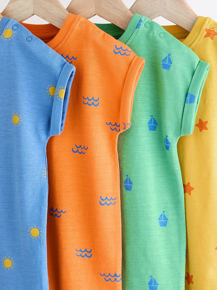 Multi Bright Baby Jersey Rompers 4 Pack - Image 3 of 8