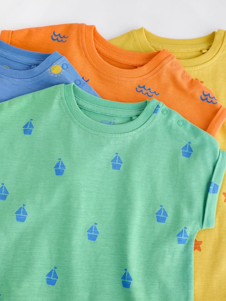 Multi Bright Baby Jersey Rompers 4 Pack - Image 4 of 8