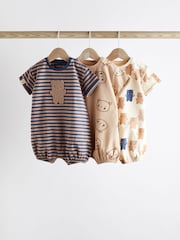 Mornariška modra/rjava medved - dojenček Jersey 100% Cotton haljica za igranje 3 komplet - Slika 1 iz 9