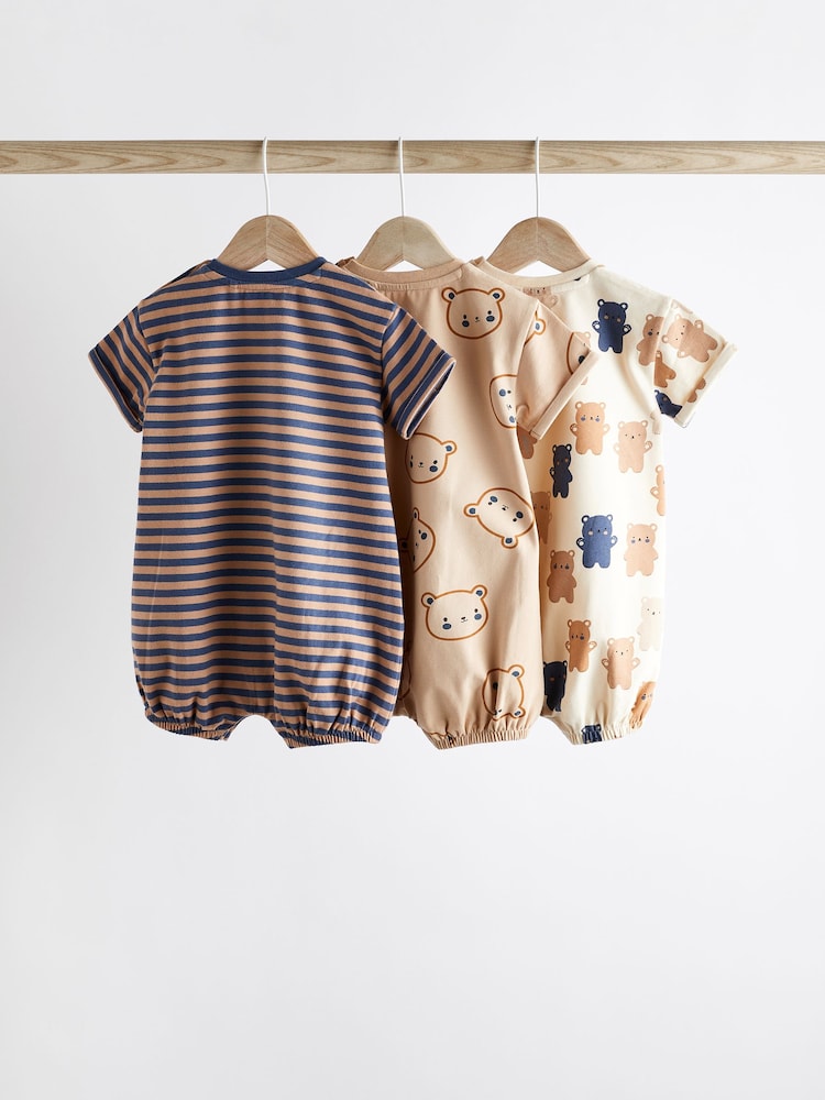 Mornariška modra/rjava medved - dojenček Jersey 100% Cotton haljica za igranje 3 komplet - Slika 2 iz 9