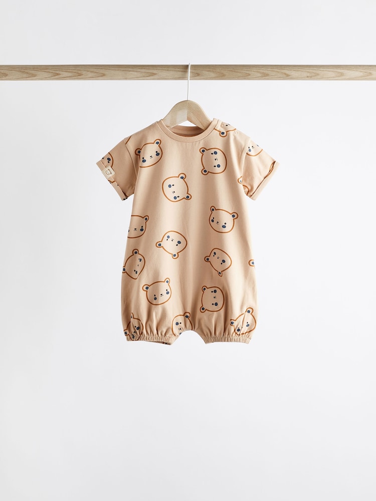 Navy Blue/Brown Bear Baby Jersey Rompers 3 Pack - Image 4 of 9