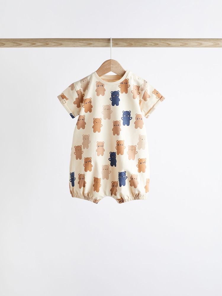 Navy Blue/Brown Bear Baby Jersey Rompers 3 Pack - Image 5 of 9