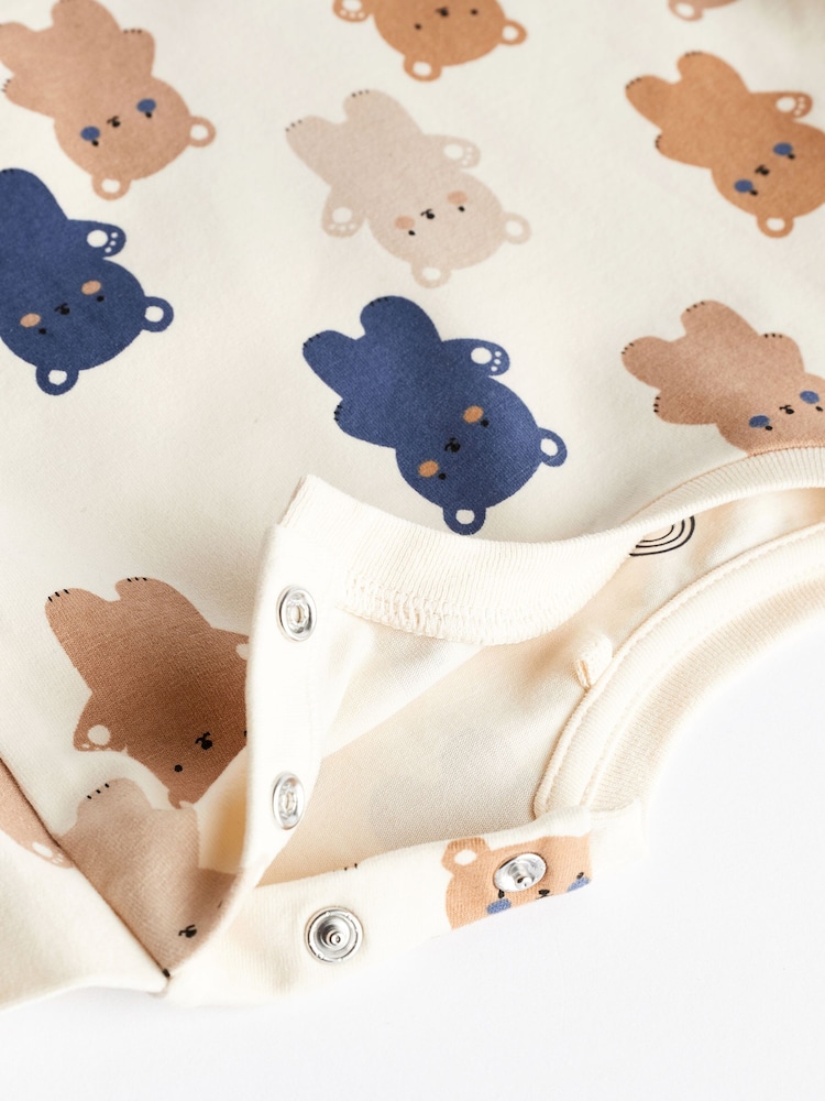 Navy Blue/Brown Bear Baby Jersey Rompers 3 Pack - Image 8 of 9