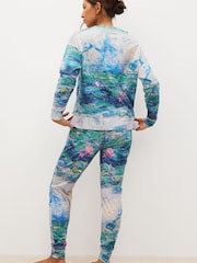 Blau - langärmelig Pyjama aus Monet-Baumwolle - Bild 3 von 9