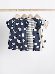 Navy Dinosaur Baby Jersey Rompers 4 Pack - Image 2 of 11