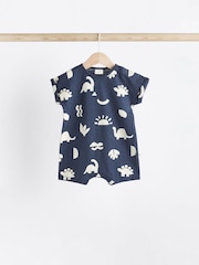 Navy Dinosaur Baby Jersey Rompers 4 Pack - Image 3 of 11